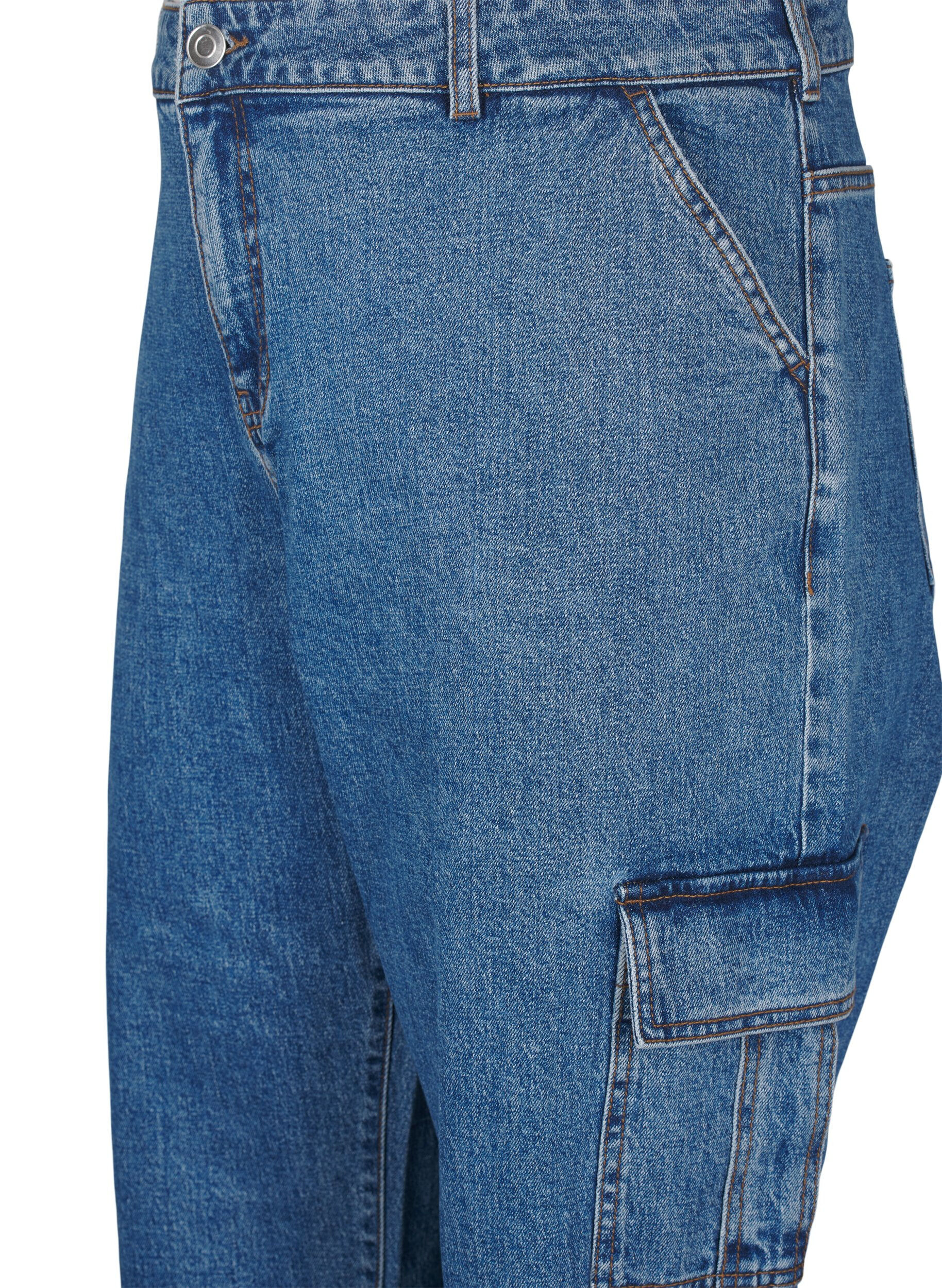Zizzi Jean cargo &agrave; taille haute, Blue Denim, Packshot image number 2