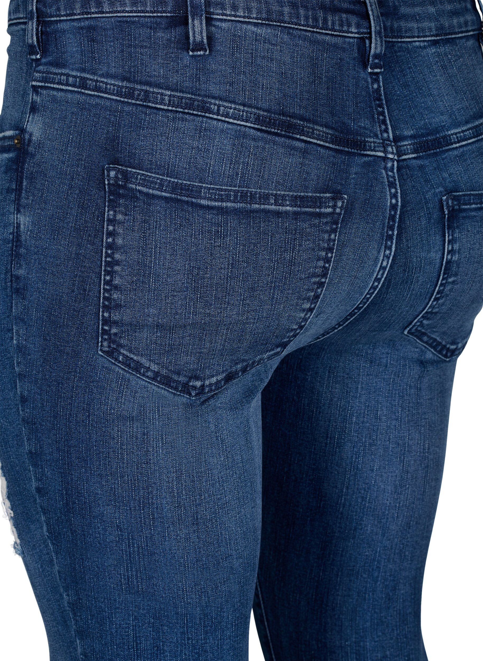 Zizzi Jeans Amy tr&egrave;s ajust&eacute; avec effet us&eacute;, Blue Denim, Packshot image number 3