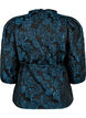 Blouse cache-cœur en jacquard à manches 3/4, Black Blue, Packshot image number 1