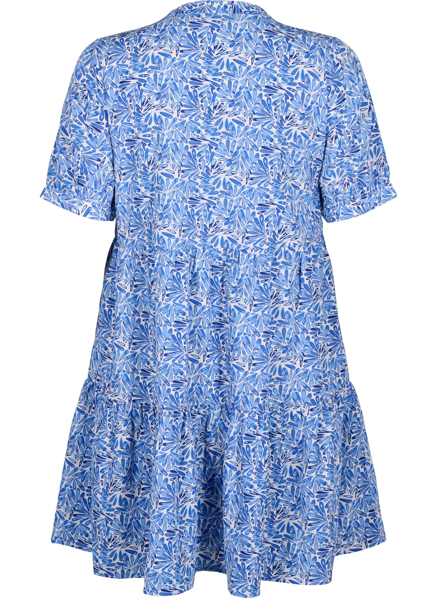 Zizzi FLASH - Robe trap&egrave;ze imprim&eacute;e, White Blue AOP, Packshot image number 1