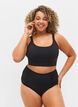Bas de bikini taille haute avec drapage, Black, Model image number 0