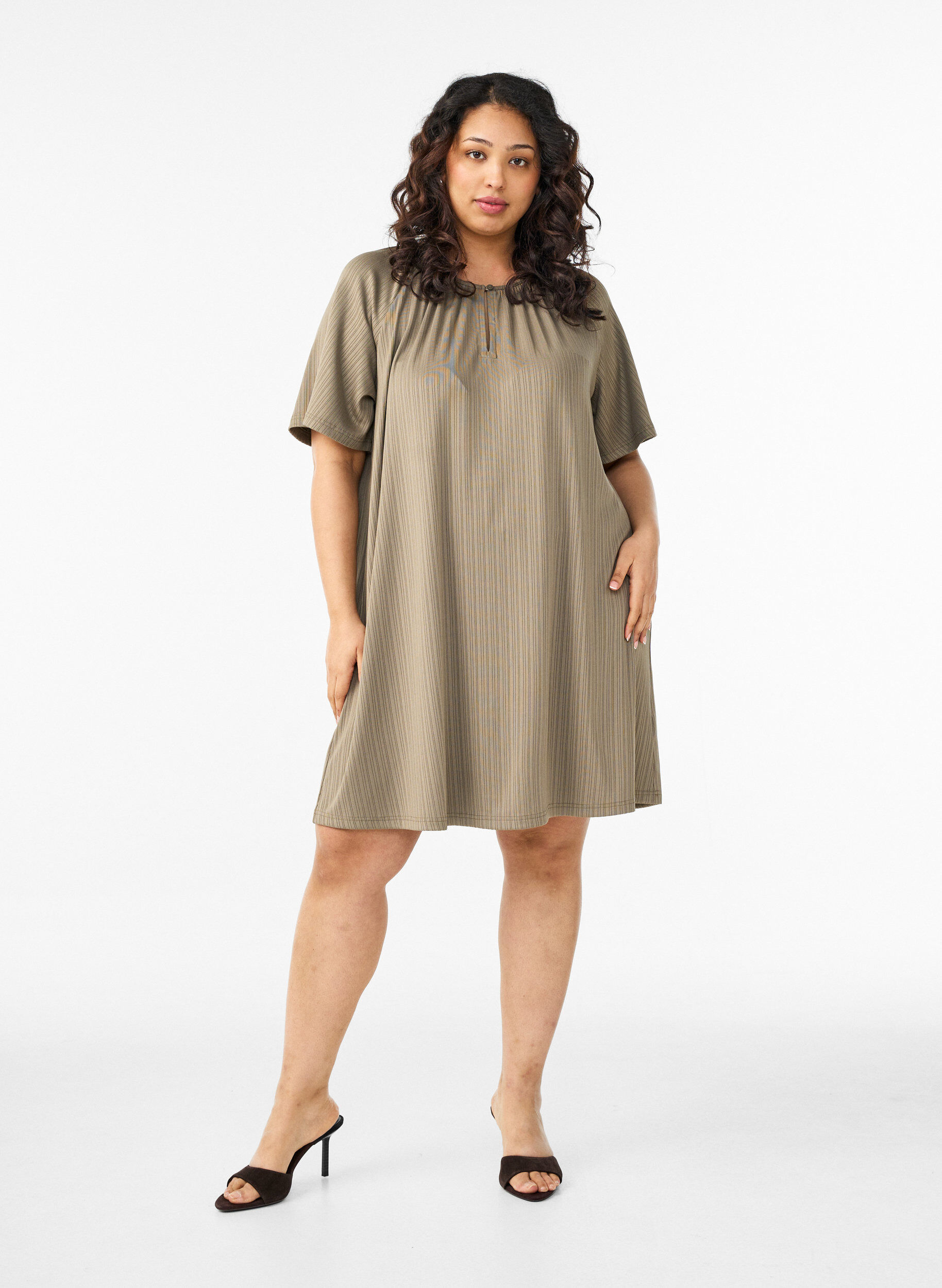 ZizziTunique en jersey &agrave; rayures textur&eacute;es, Marron, Model image number 1