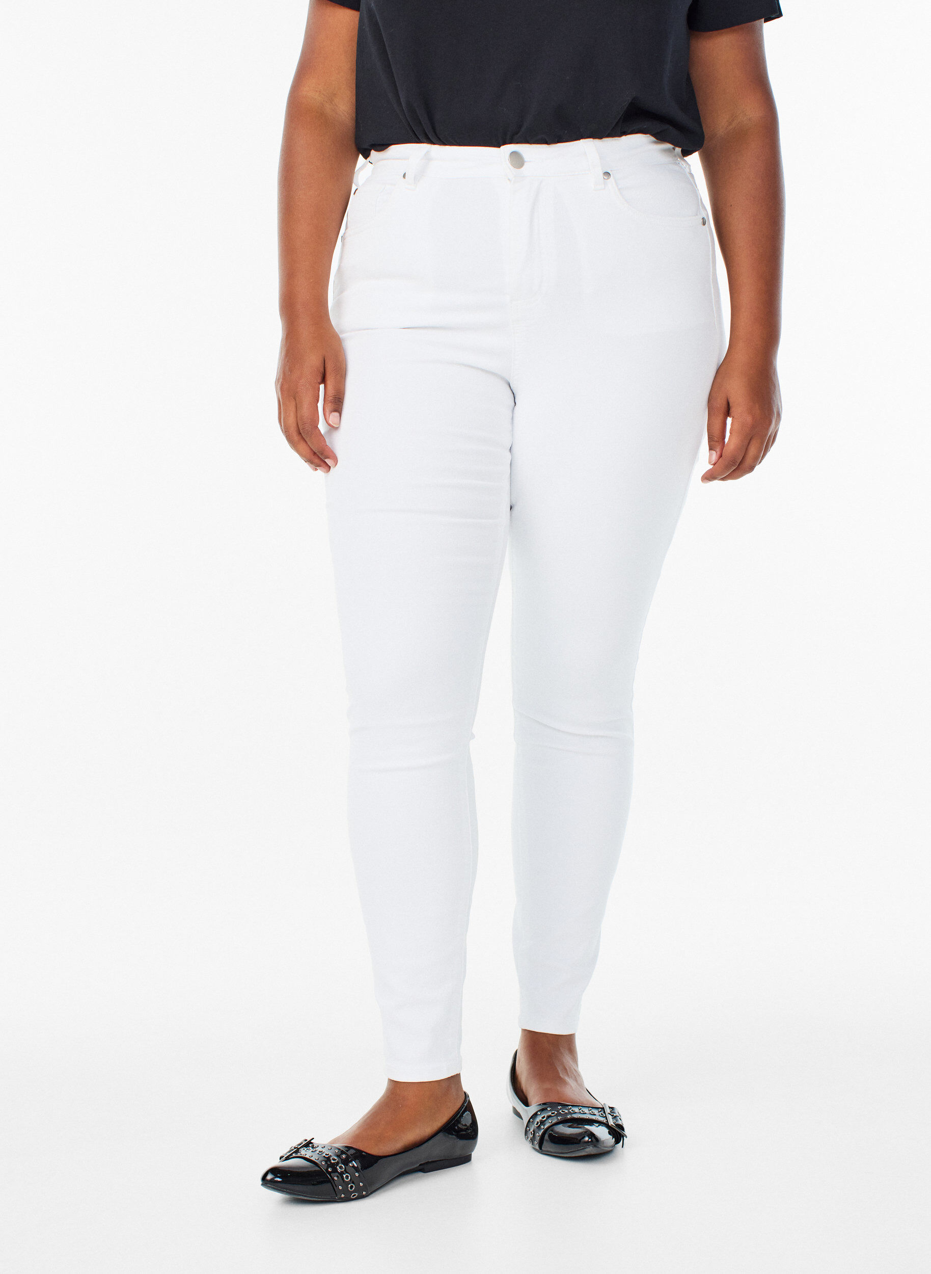 Zizzi Jean Amy taille haute coupe super slim, Blanc, Model image number 2
