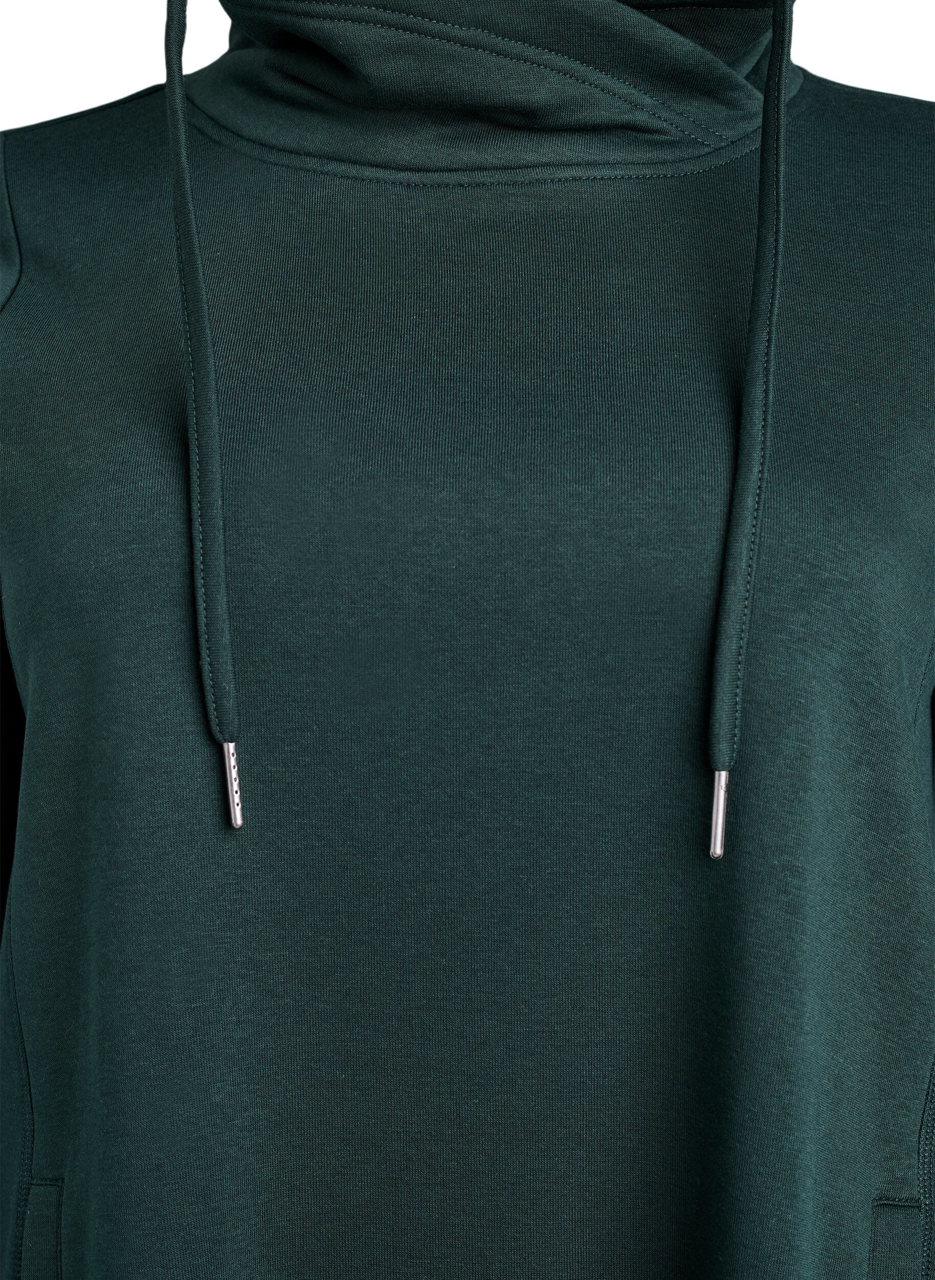 Zizzi Robe sweat-shirt courte &agrave; col montant et poches, Vert fonc&eacute;, Packshot image number 2