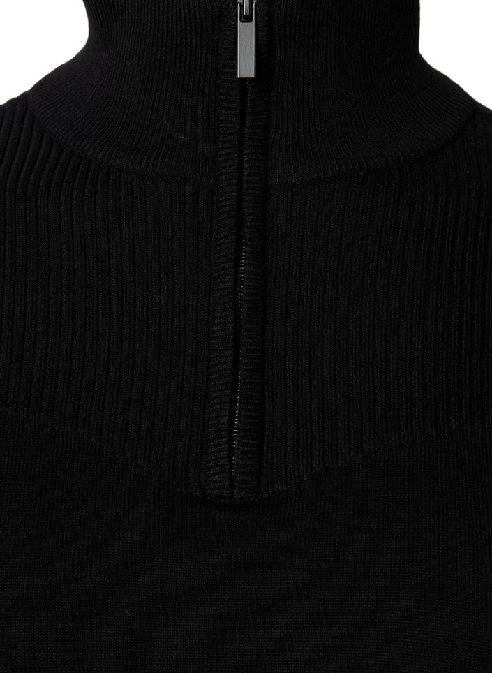 Pull en viscose avec col haut et fermeture éclair, Black, Packshot image number 2