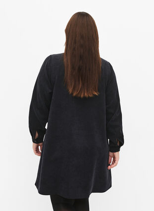 Robe en velours avec fermeture Éclair et manches 3/4, Black, Model image number 1