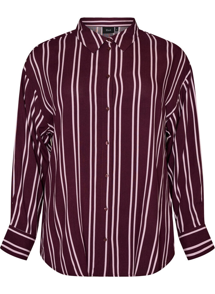 Chemise de nuit &agrave; rayures, Bordeaux fonc&eacute;, Packshot image number 0