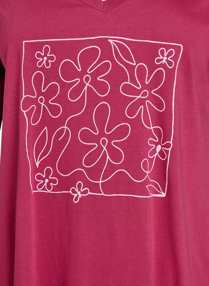 Chemise de nuit en coton biologique et &agrave; col en V, Bordeaux, Packshot image number 2