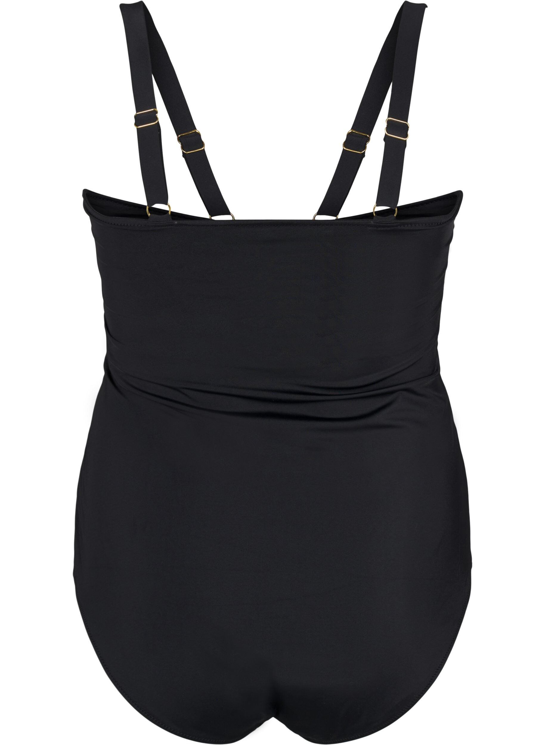 Zizzi Maillot de bain avec d&eacute;tails en V et plissures, Noir, Packshot image number 1