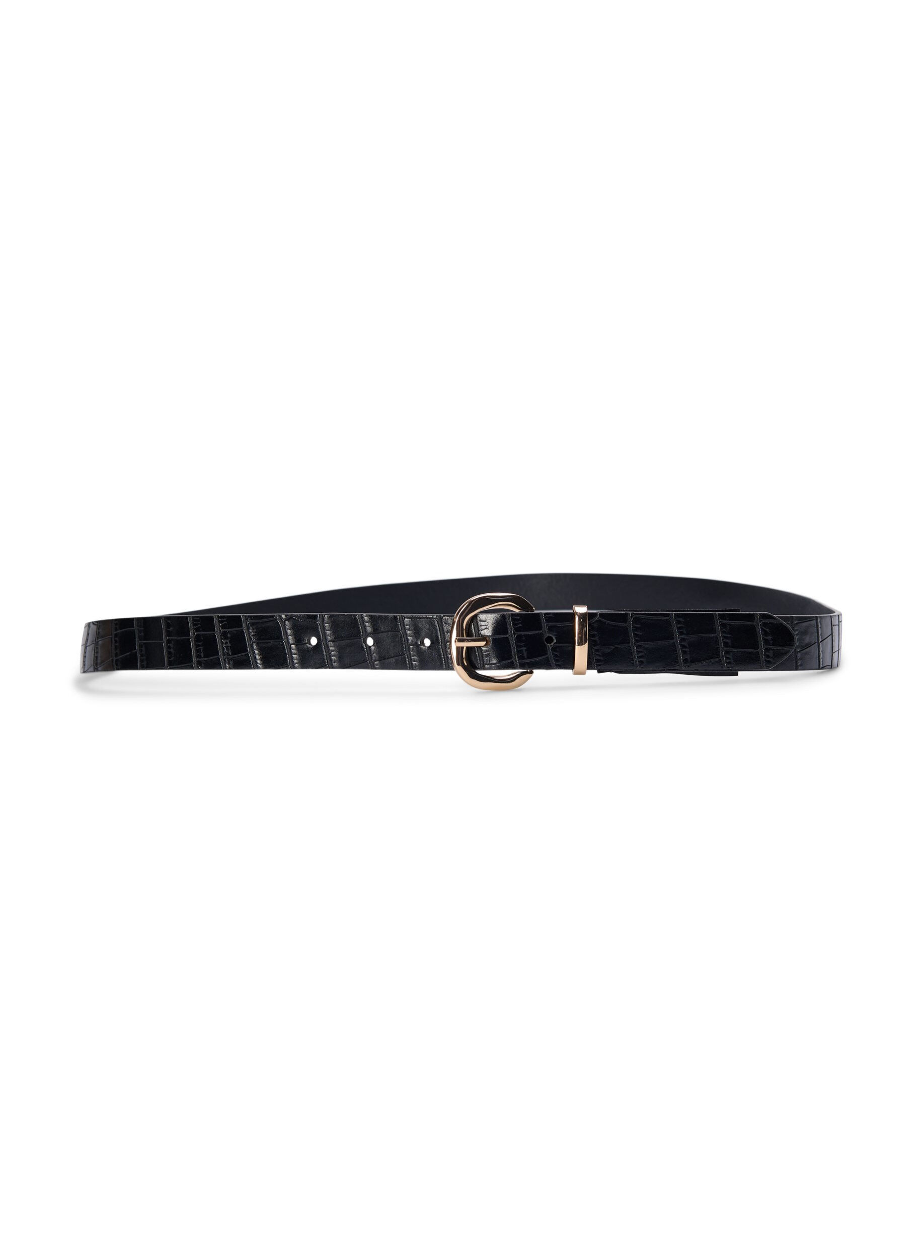 Zizzi Ceinture en simili cuir avec motif crocodile, Black, Packshot image number 2