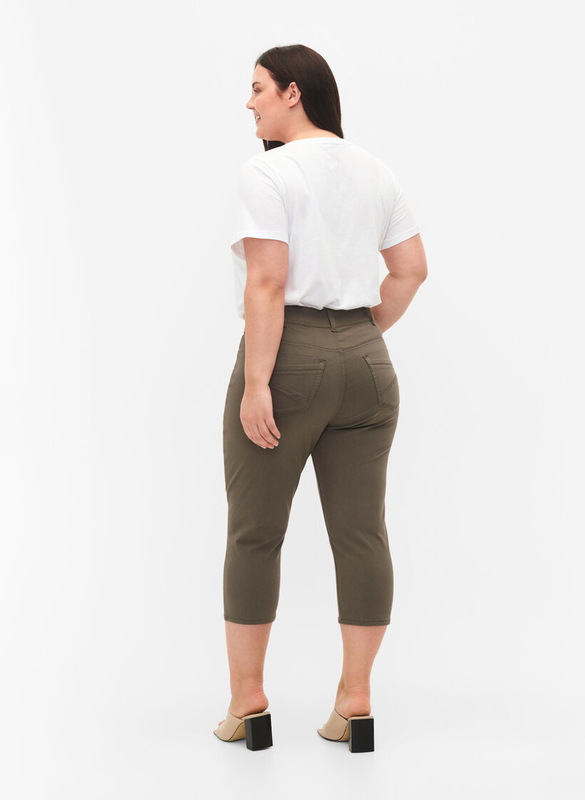 Pantalon capri ajusté en mélange de viscose, Dusty Olive, Model image number 1