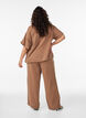 Pantalon taille haute en mousseline de coton &agrave; coupe ample, Marron, Model image number 1
