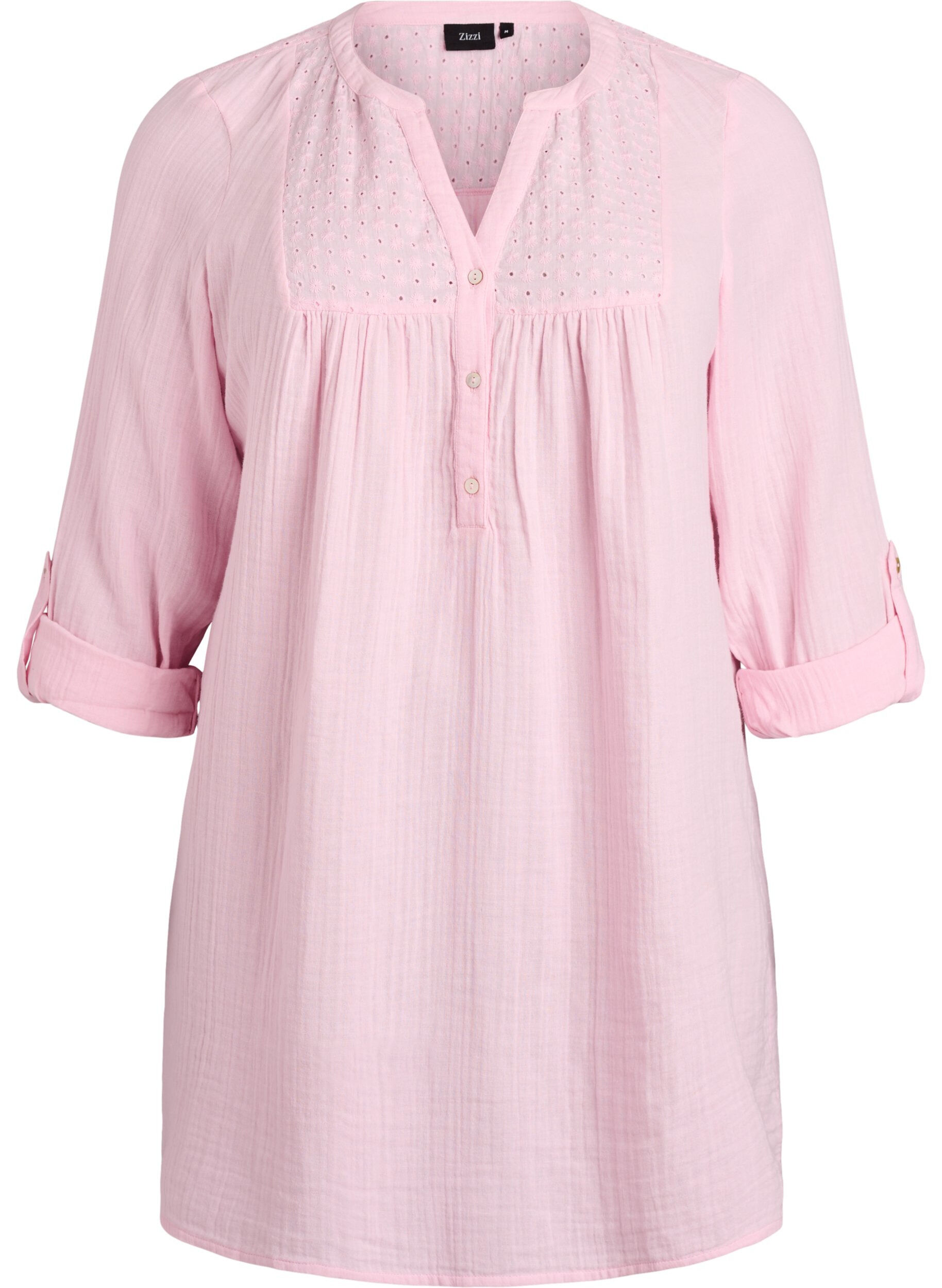 Zizzi Tunique en mousseline de coton avec broderie anglaise, Rose, Packshot image number 0