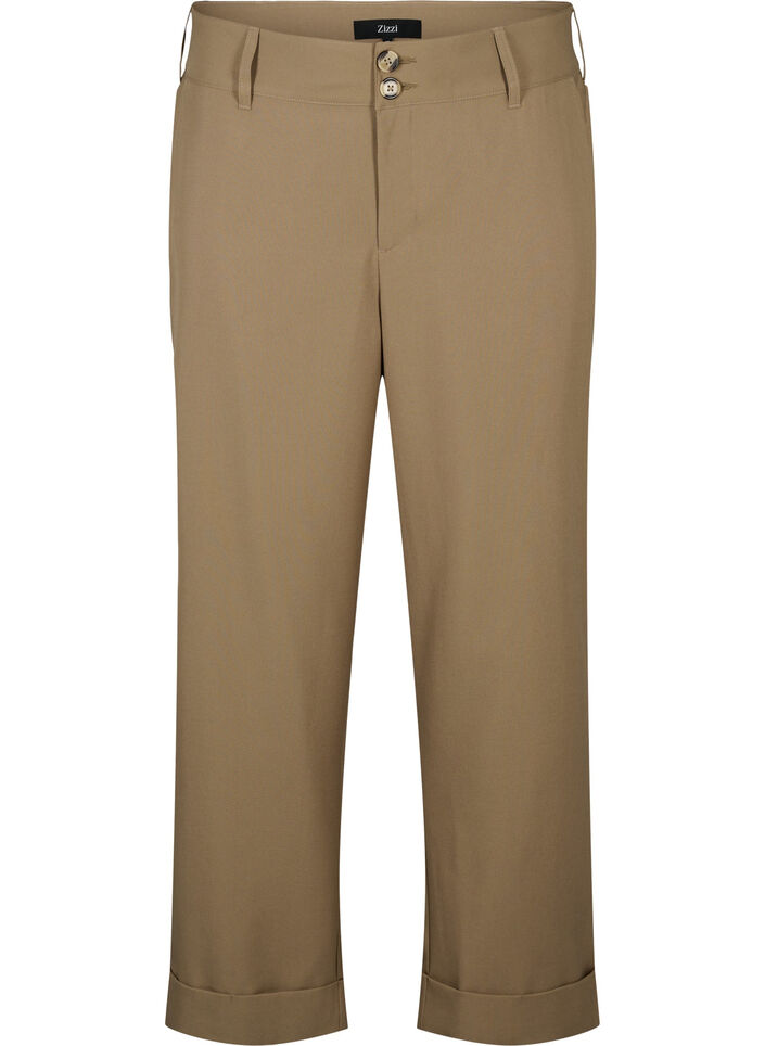 Pantalon taille haute avec pliage, Petrified Oak, Packshot image number 0