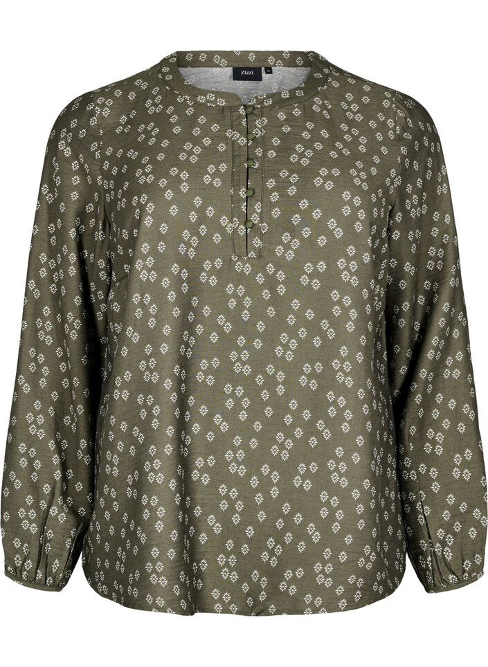 Chemisier à manches longues avec motif et boutons, Sea Turtle AOP, Packshot image number 0