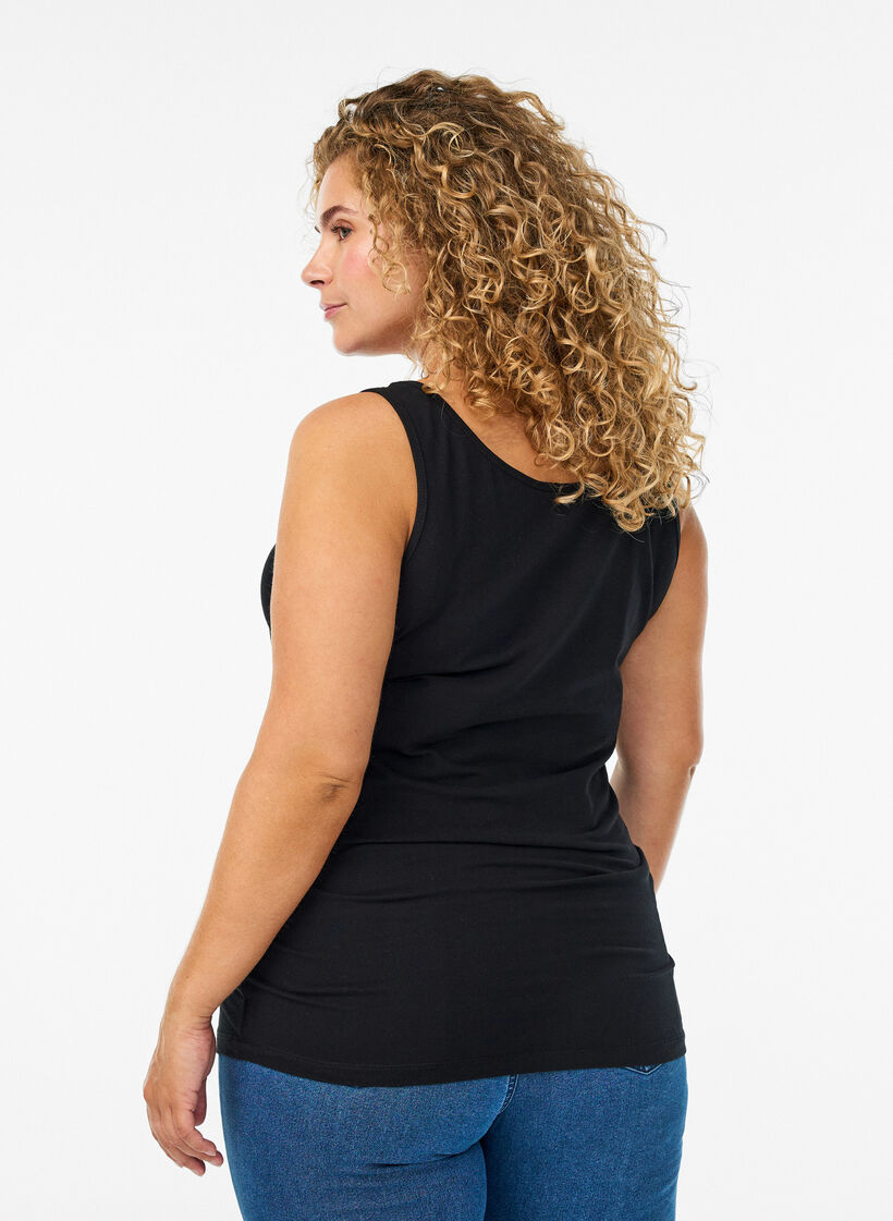 Haut uni Basic en coton, Noir, Model image number 2