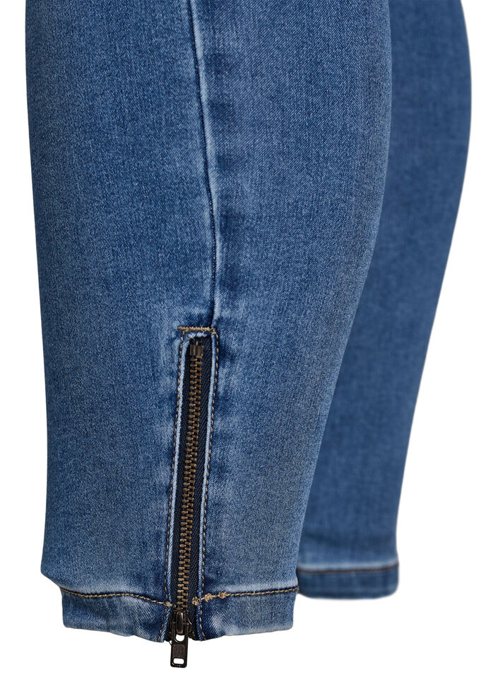 Jean crop Amy avec d&eacute;tails zipp&eacute;s, Bleu, Packshot image number 4