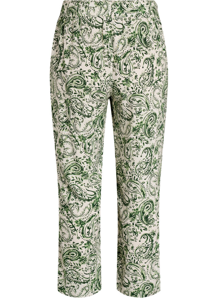Pantalon taille haute en viscose, Vert, Packshot image number 1