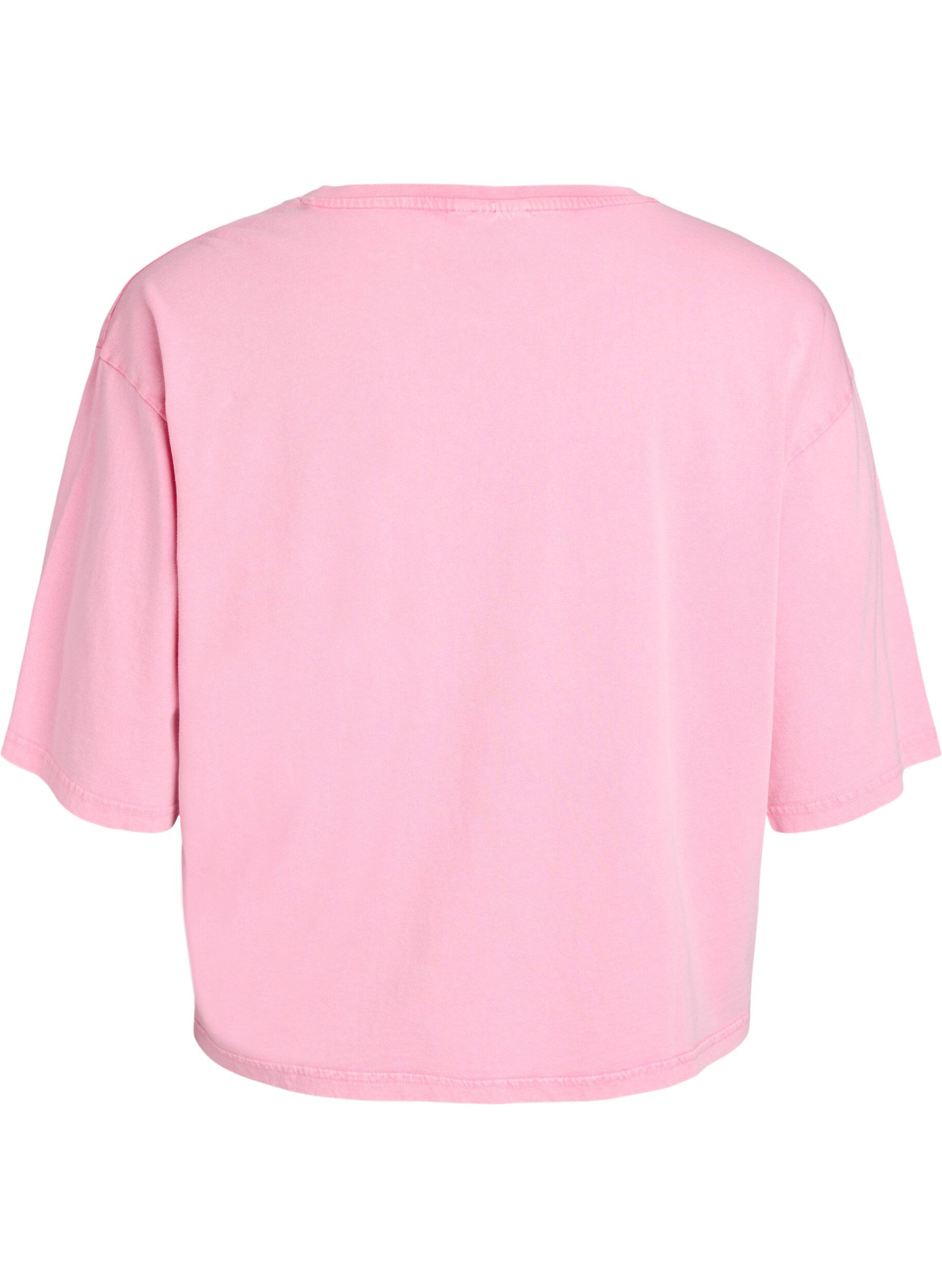Zizzi T-shirt boxy en coton bio, Rose, Packshot image number 1