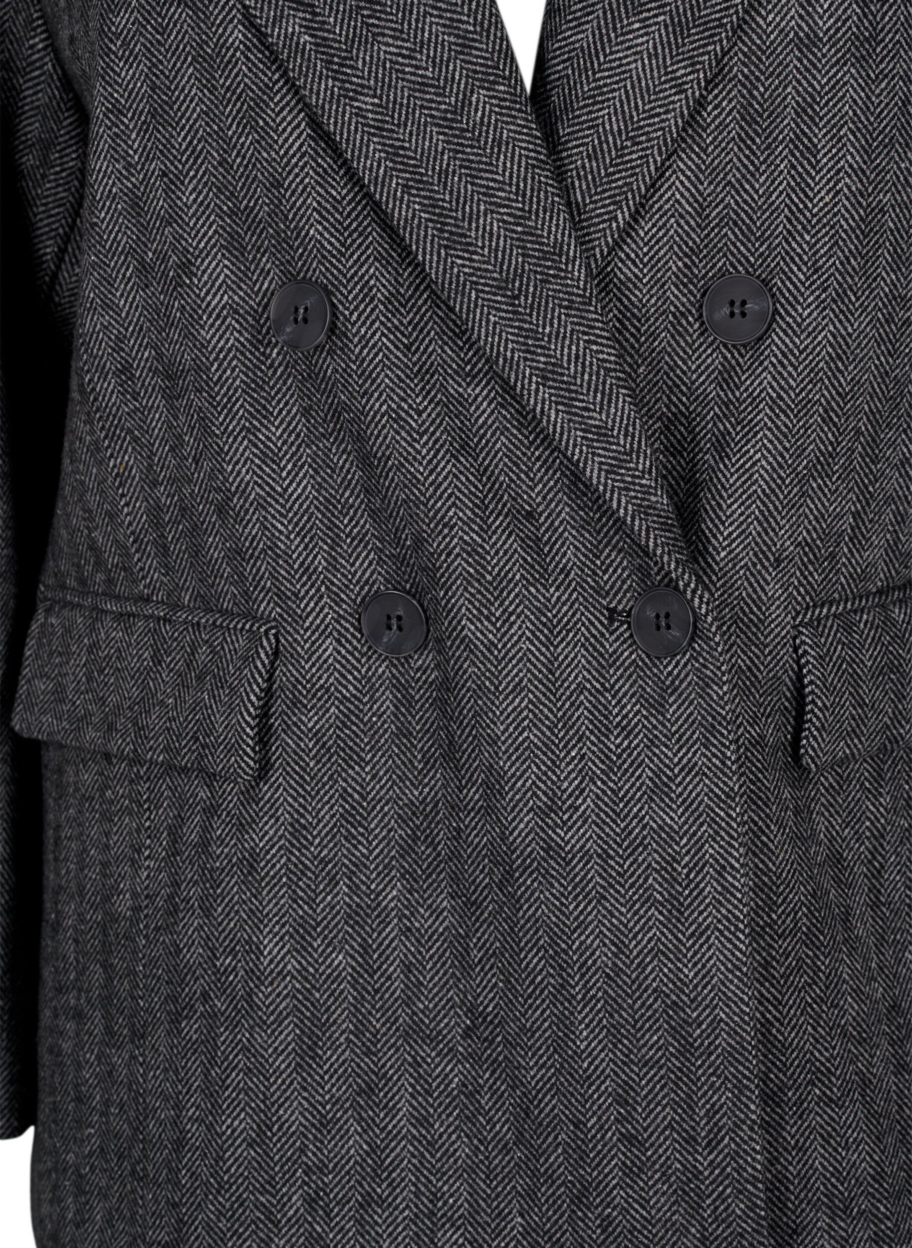 Zizzi Blazer en laine dot&eacute; de poches, Dark Grey Melange, Packshot image number 2