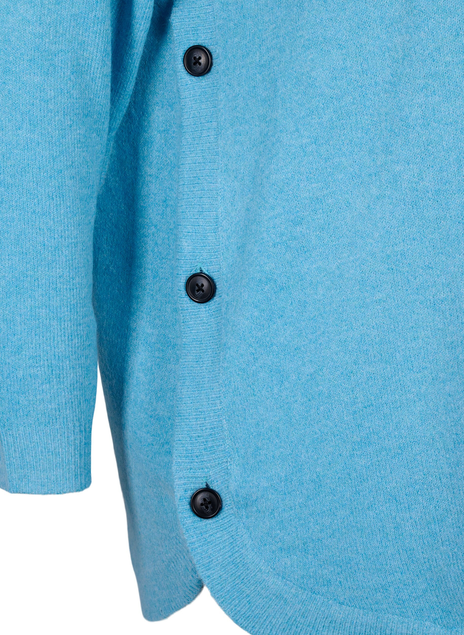 Zizzi Pull en tricot avec des boutons, River Blue WhiteMel., Packshot image number 3