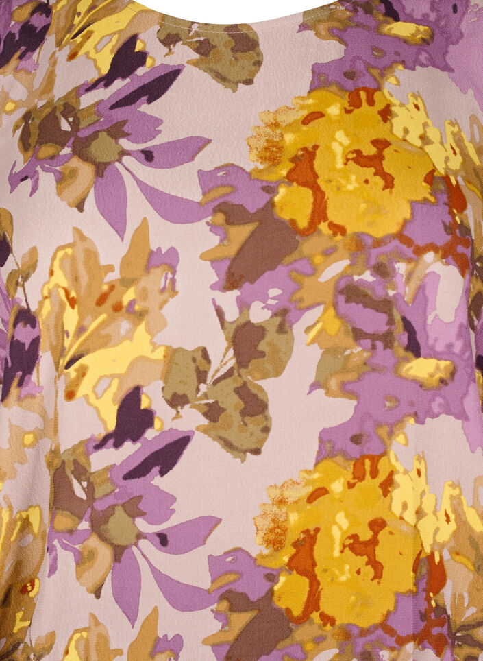 Chemisier à smocks avec imprimé floral, Purple Flower, Packshot image number 2