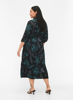 FLASH - Robe chemise avec imprimé, Black Scarab Flower, Model image number 1
