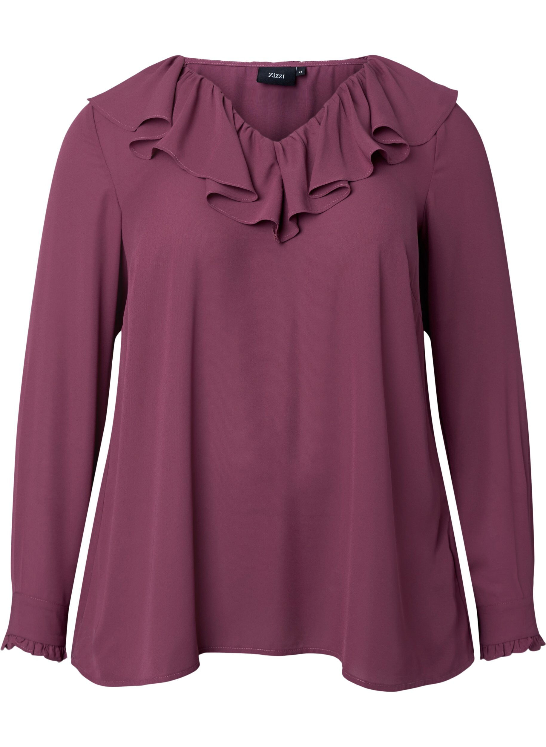 Zizzi Blouse &agrave; manches longues &agrave; volants, Renaissance Rose, Packshot image number 0