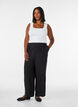 Pantalon en viscose avec taille &eacute;lastiqu&eacute;e et jambes droites, Noir, Model image number 0