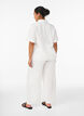 Pantalon large en lin et viscose, Blanc, Model image number 1