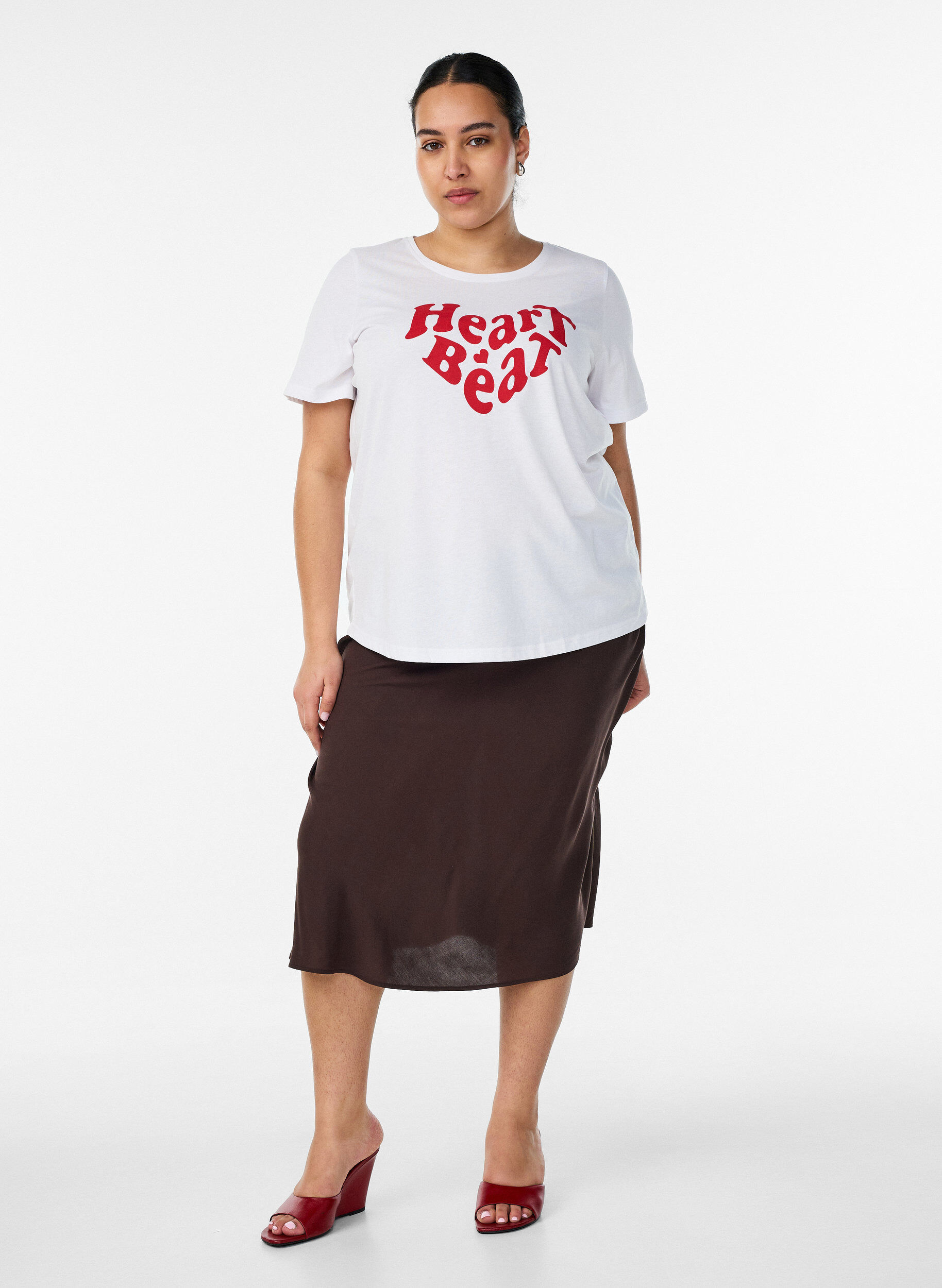 ZizziJupe en viscose avec une ceinture &eacute;lastique, Marron, Model image number 0