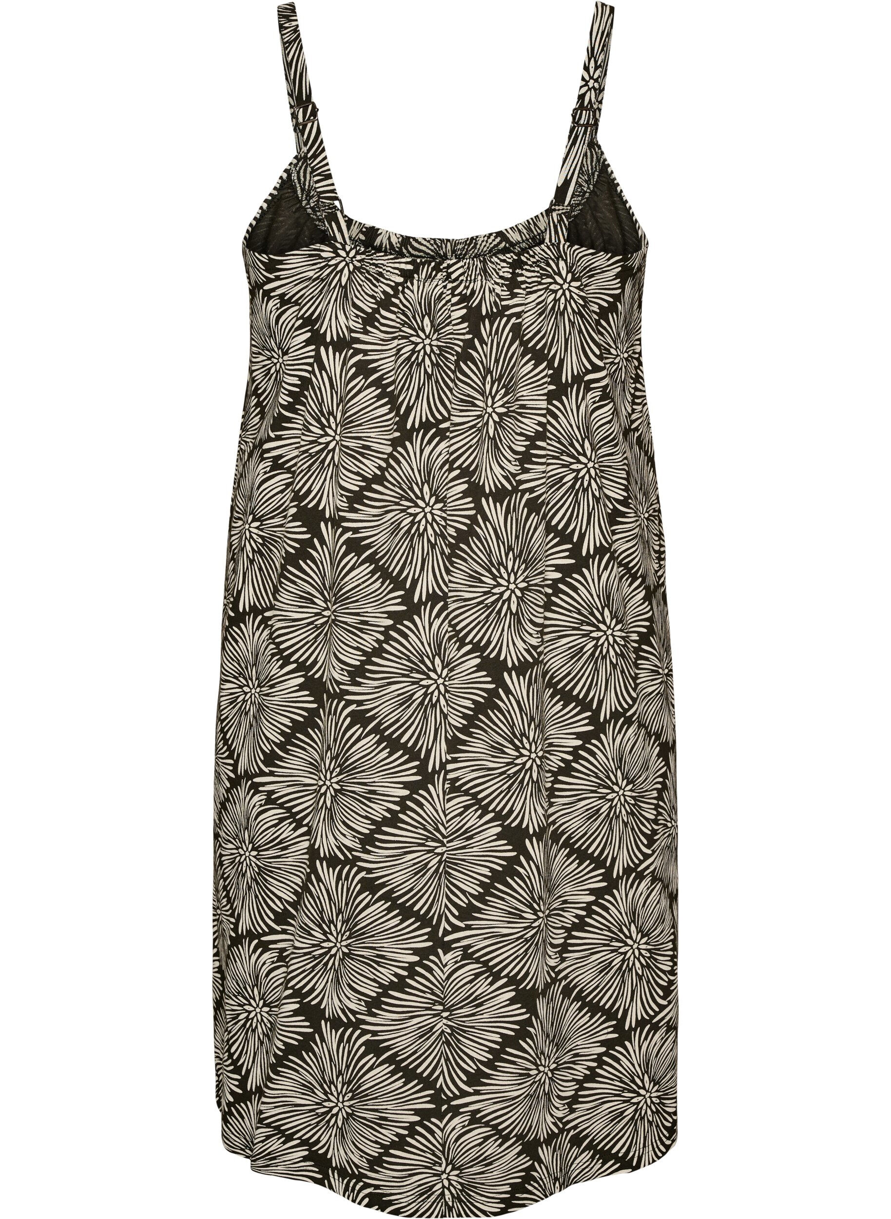 ZizziRobe &agrave; bretelles midi en coton bio, Noir, Packshot image number 1