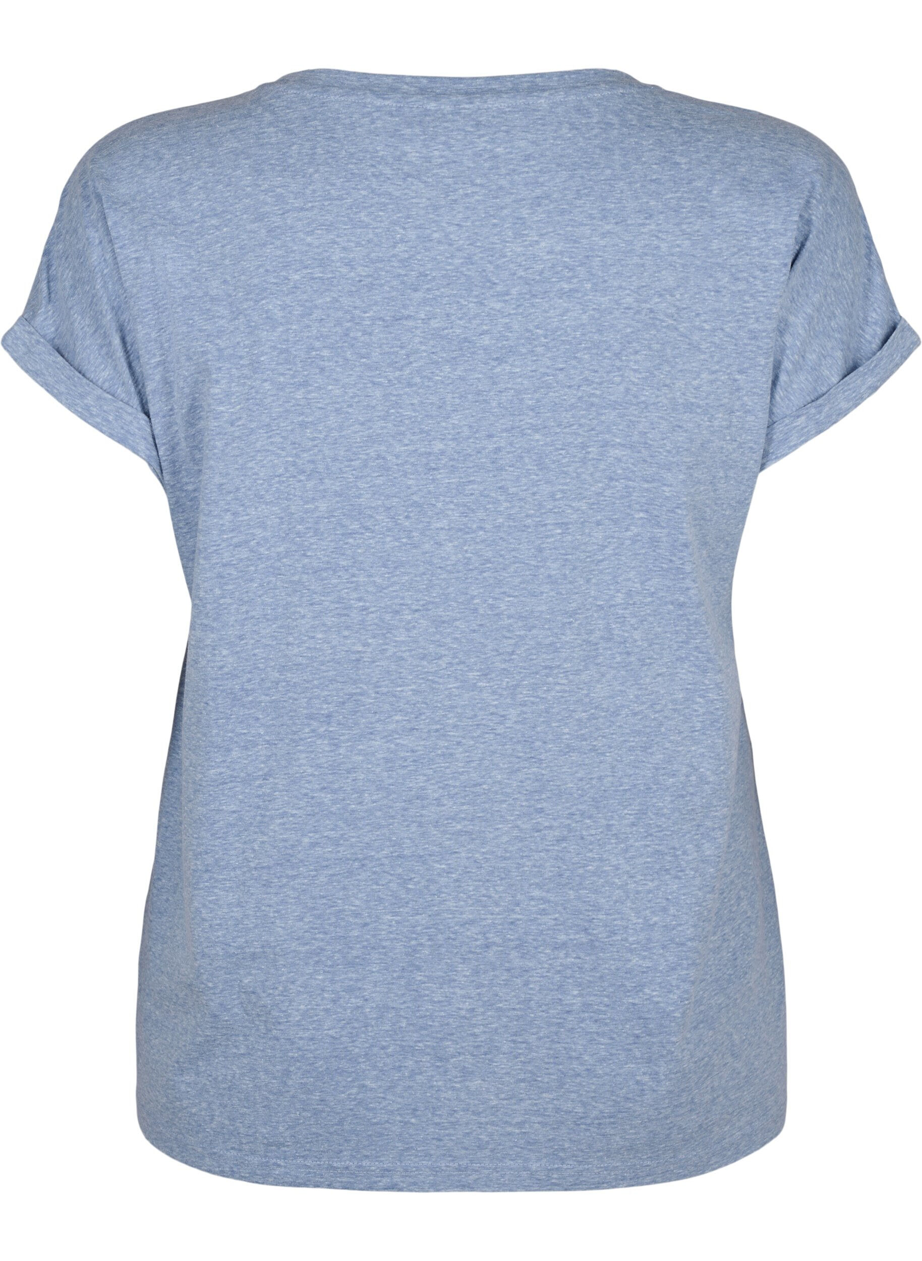 Zizzi T-shirt m&eacute;lang&eacute; &agrave; manches courtes, Bleu, Packshot image number 1