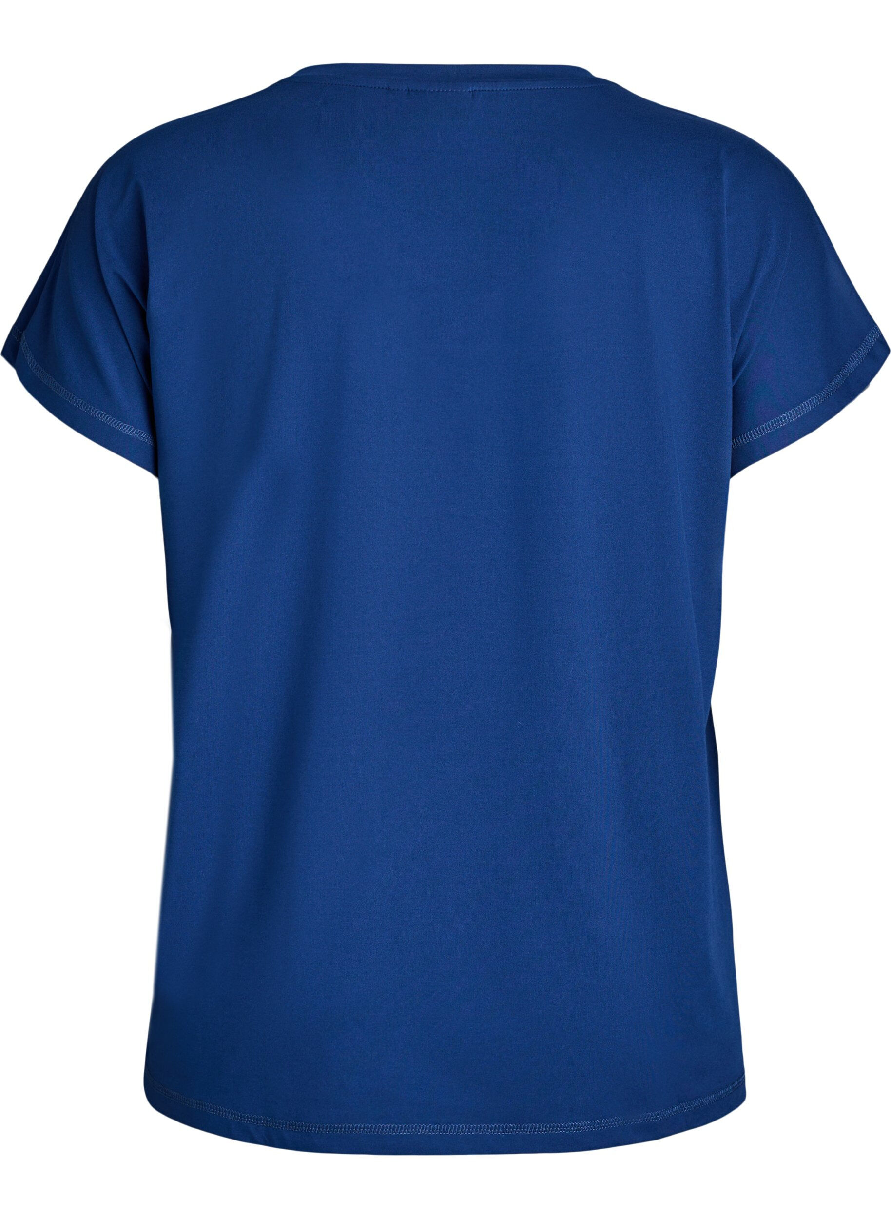 Zizzi T-shirt de sport ample avec col en v, Bleu, Packshot image number 1