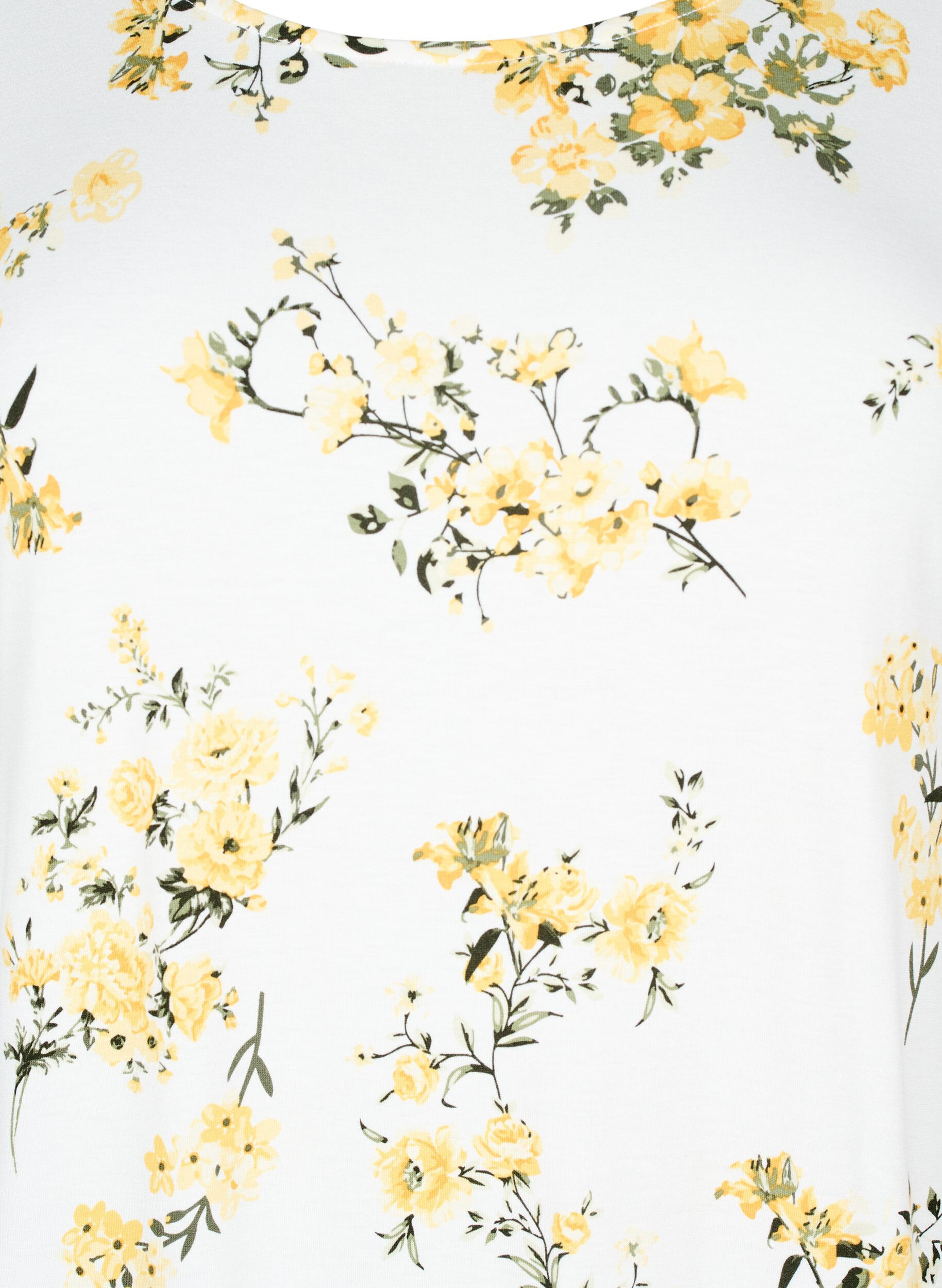 Zizzi T-shirt avec imprim&eacute; floral, Jaune, Packshot image number 2