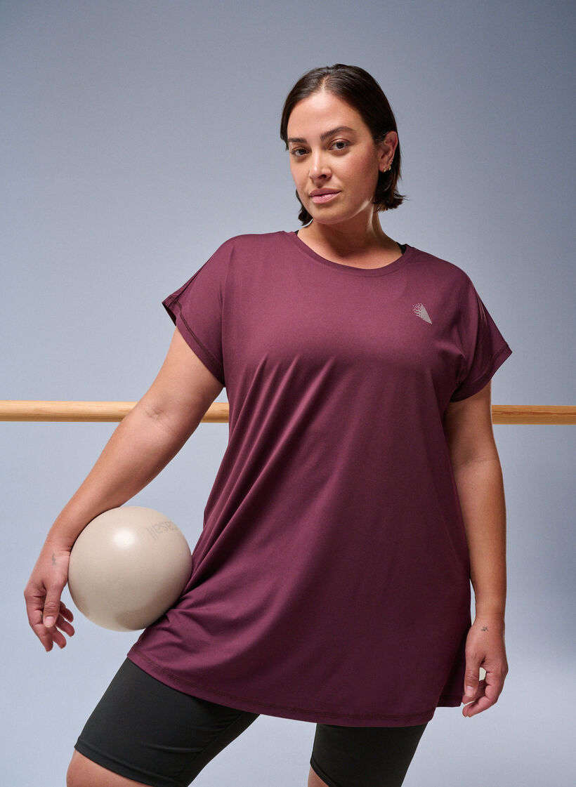T-shirt long de sport, Bordeaux, Image image number 0
