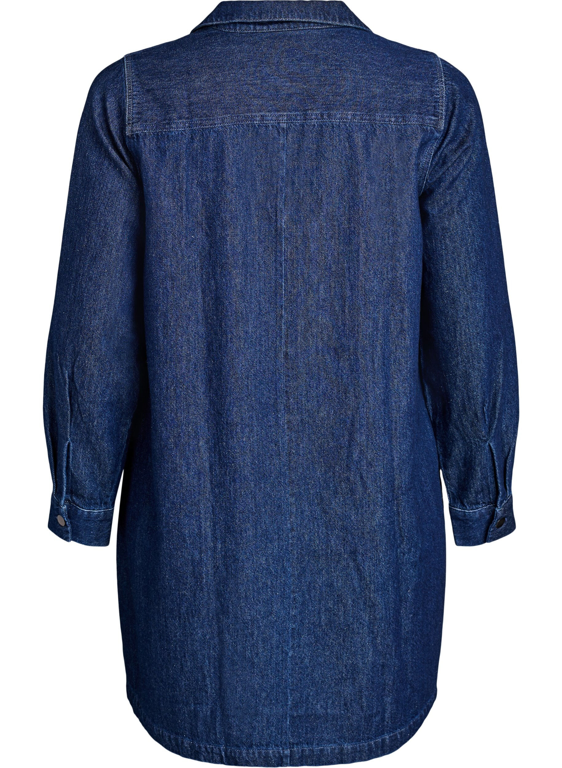 ZizziRobe courte en jean avec col et d&eacute;collet&eacute; en V, Bleu, Packshot image number 1