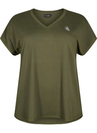 T-shirt de sport avec col en V, Forest Night, Packshot image number 0