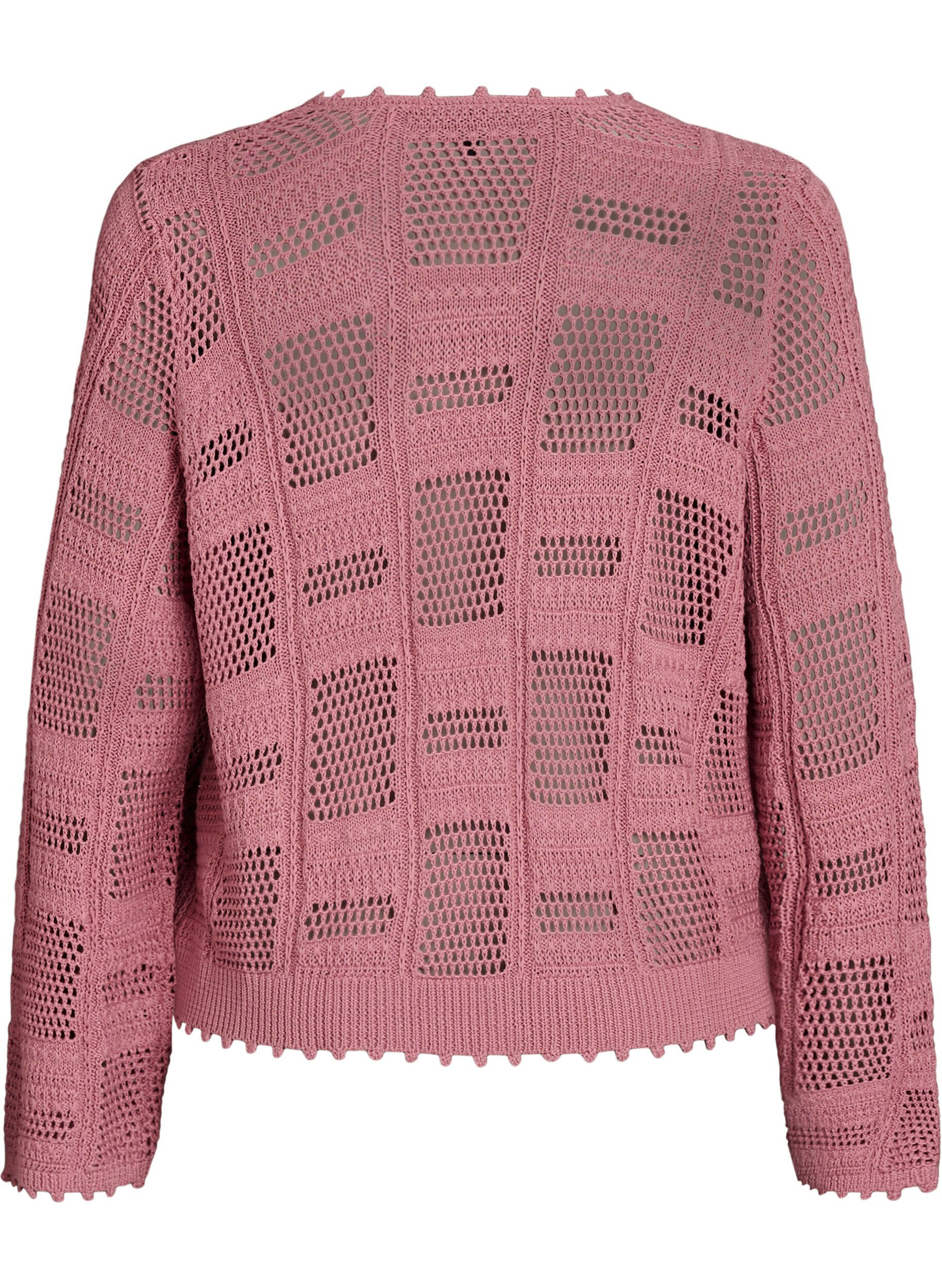 Zizzi Cardigan en maille avec liens et motifs ajour&eacute;s, Rose, Packshot image number 1