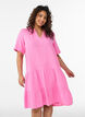 Robe courte &eacute;vas&eacute;e en mousseline de coton, Rose, Model image number 0