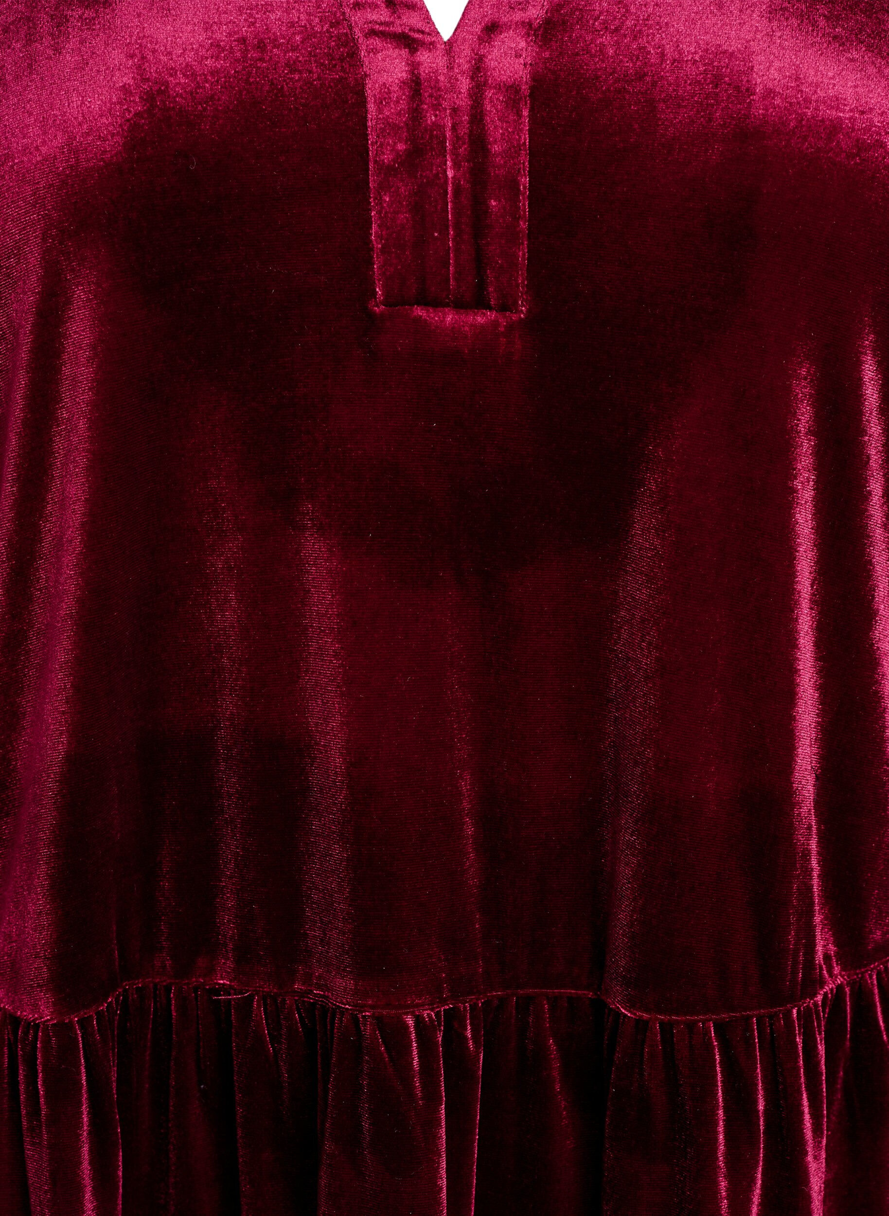 ZizziRobe courte en velours avec un col &agrave; volants et des manches longues, Rouge, Packshot image number 2