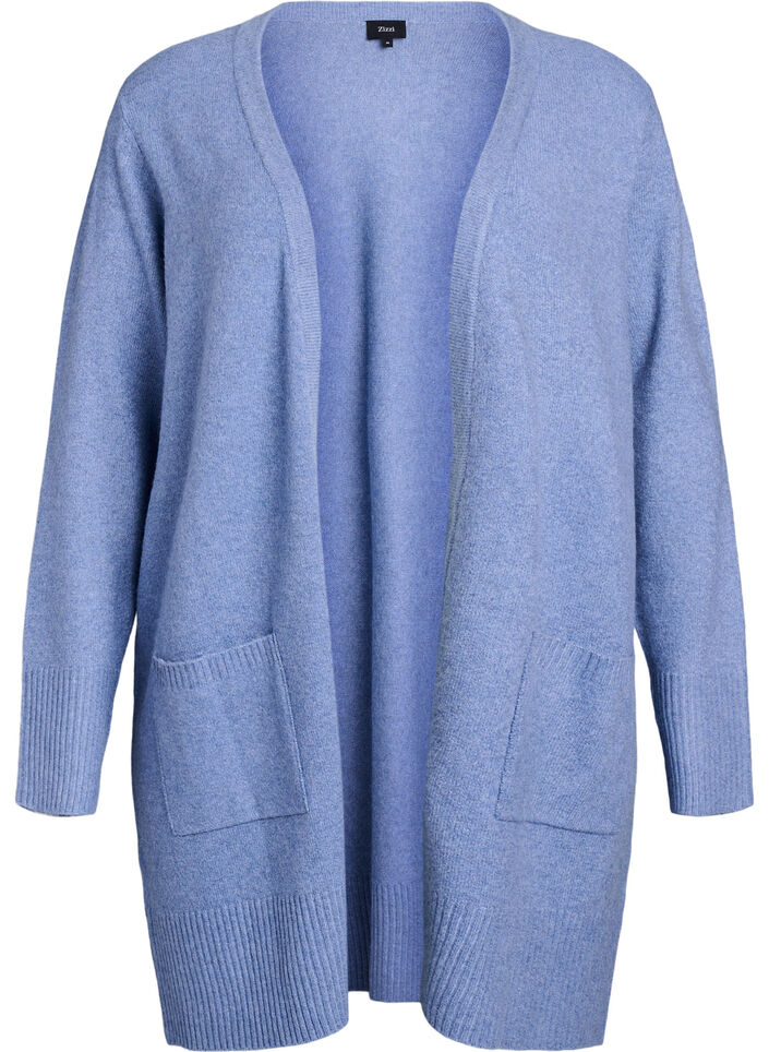 Cardigan en tricot c&ocirc;tel&eacute; avec poches, Bleu, Packshot image number 0