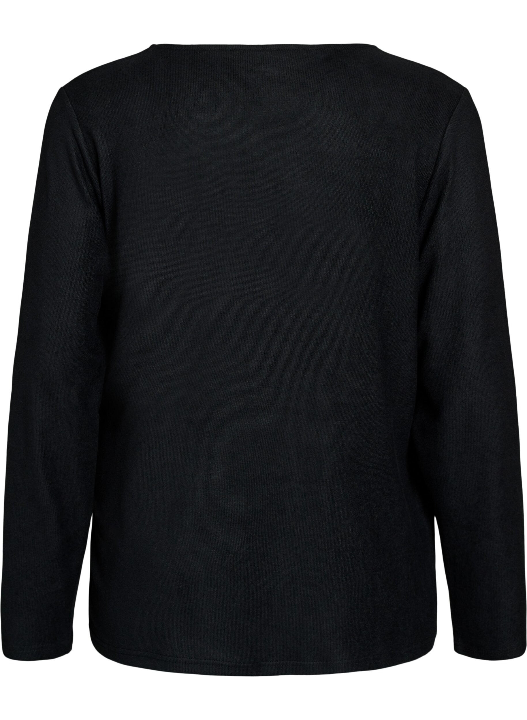 ZizziBlouse portefeuille en jersey avec lien &agrave; nouer, Noir, Packshot image number 1
