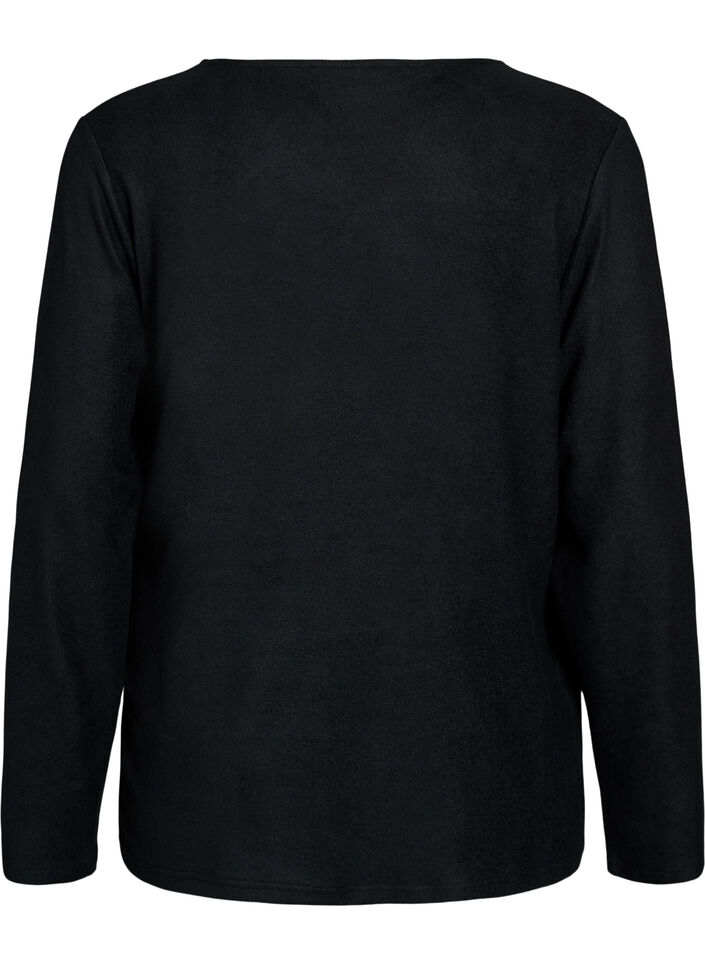 Blouse portefeuille en jersey avec lien &agrave; nouer, Noir, Packshot image number 1