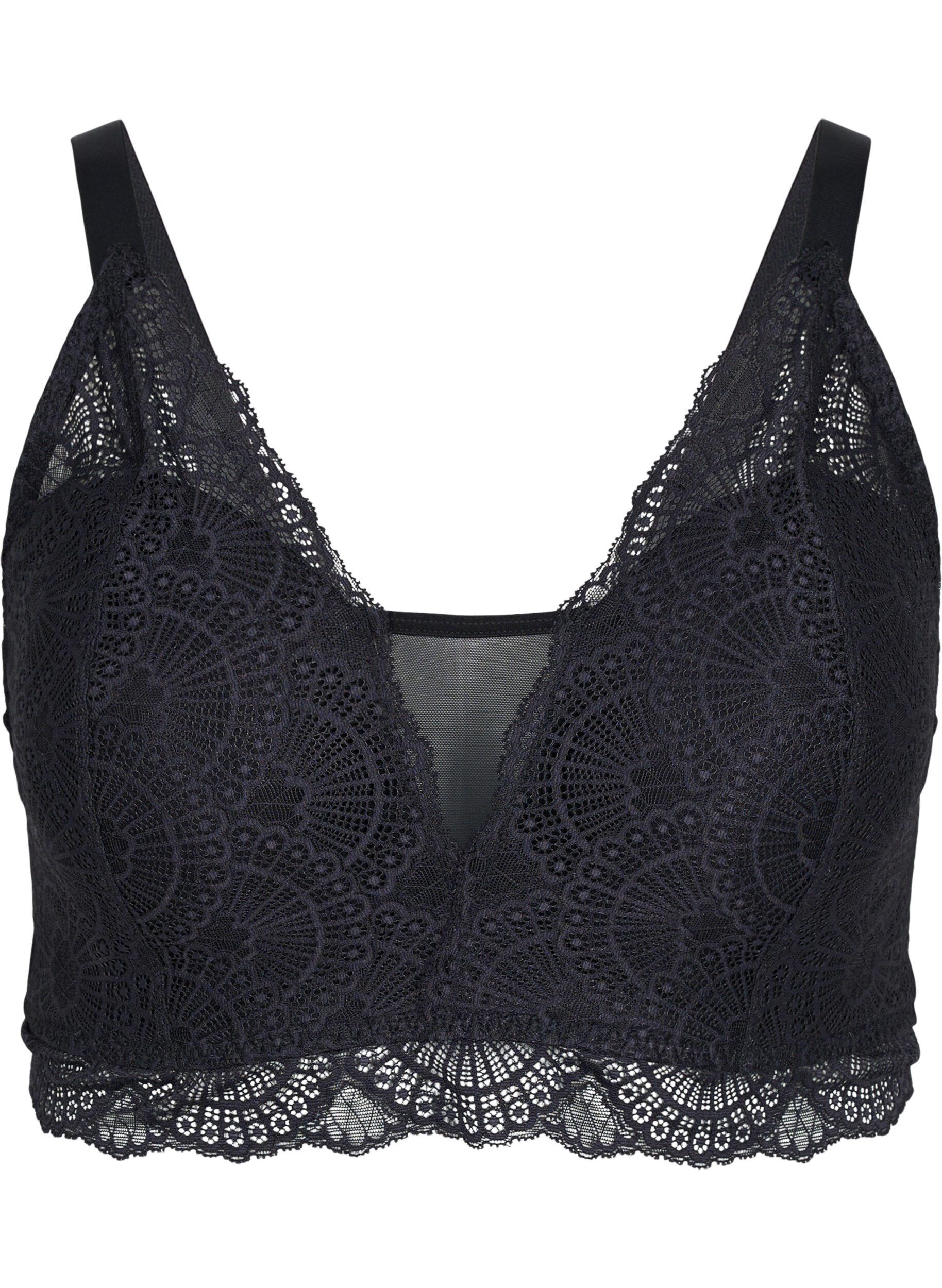 Zizzi Soutien-gorge en dentelle l&eacute;g&egrave;rement rembourr&eacute; avec maille, Black, Packshot image number 0