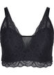 Soutien-gorge en dentelle légèrement rembourré avec maille, Black, Packshot image number 0