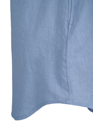 Tunique à manches courtes en coton mélangé avec du lin, Faded Denim, Packshot image number 3