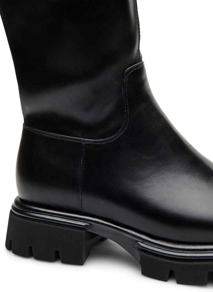 Botte haute en similicuir avec une semelle &eacute;paisse, Noir, Packshot image number 2