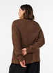 Blouse en maille c&ocirc;tel&eacute;e avec d&eacute;tails de boutons, Marron, Model image number 2