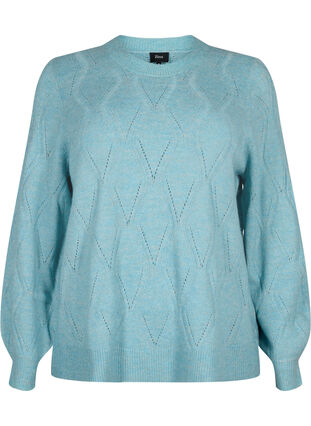 Pull en tricot avec motif à trous, Reef Waters Mel., Packshot image number 0